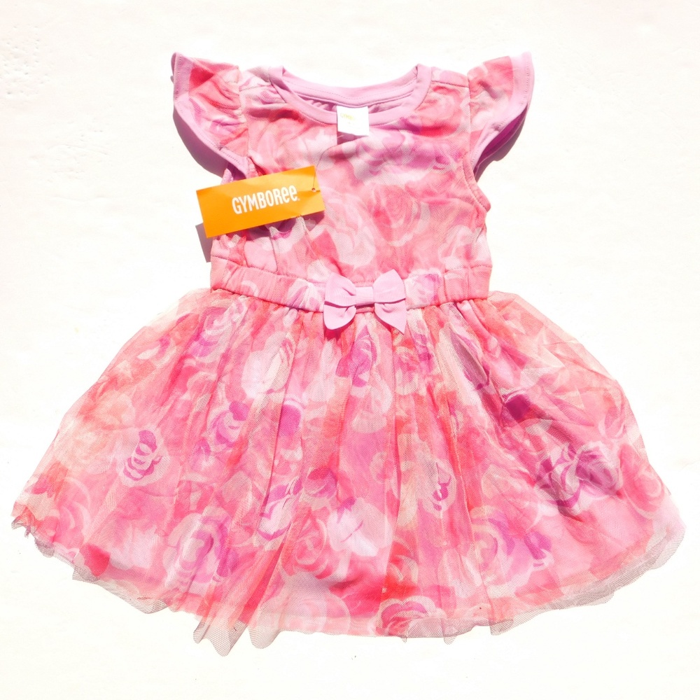 Gymboree Pink Floral Mesh Short Sleeve Dress Set Baby Girl‎ size 6-12 mo NWT - Picture 2 of 8